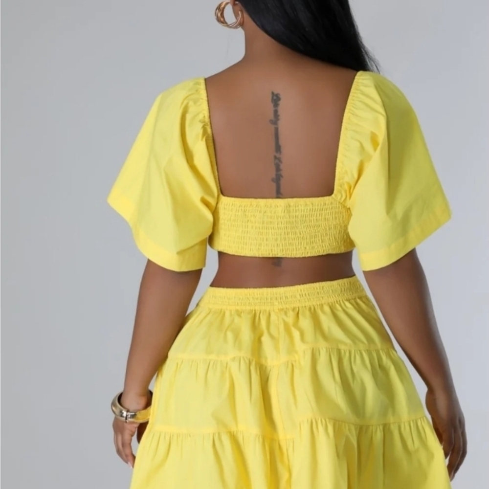 Vici Yellow Tiered Cutout Mini Dress - Picture 2 of 5